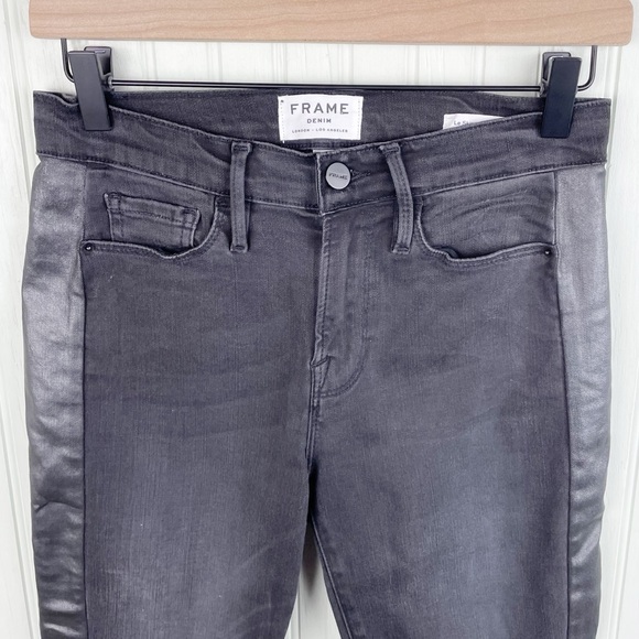 Frame Denim Le Skinny De Jeanne Tuxedo Stripe Jeans Dunlop Coated Tux Size 27 - Picture 4 of 10